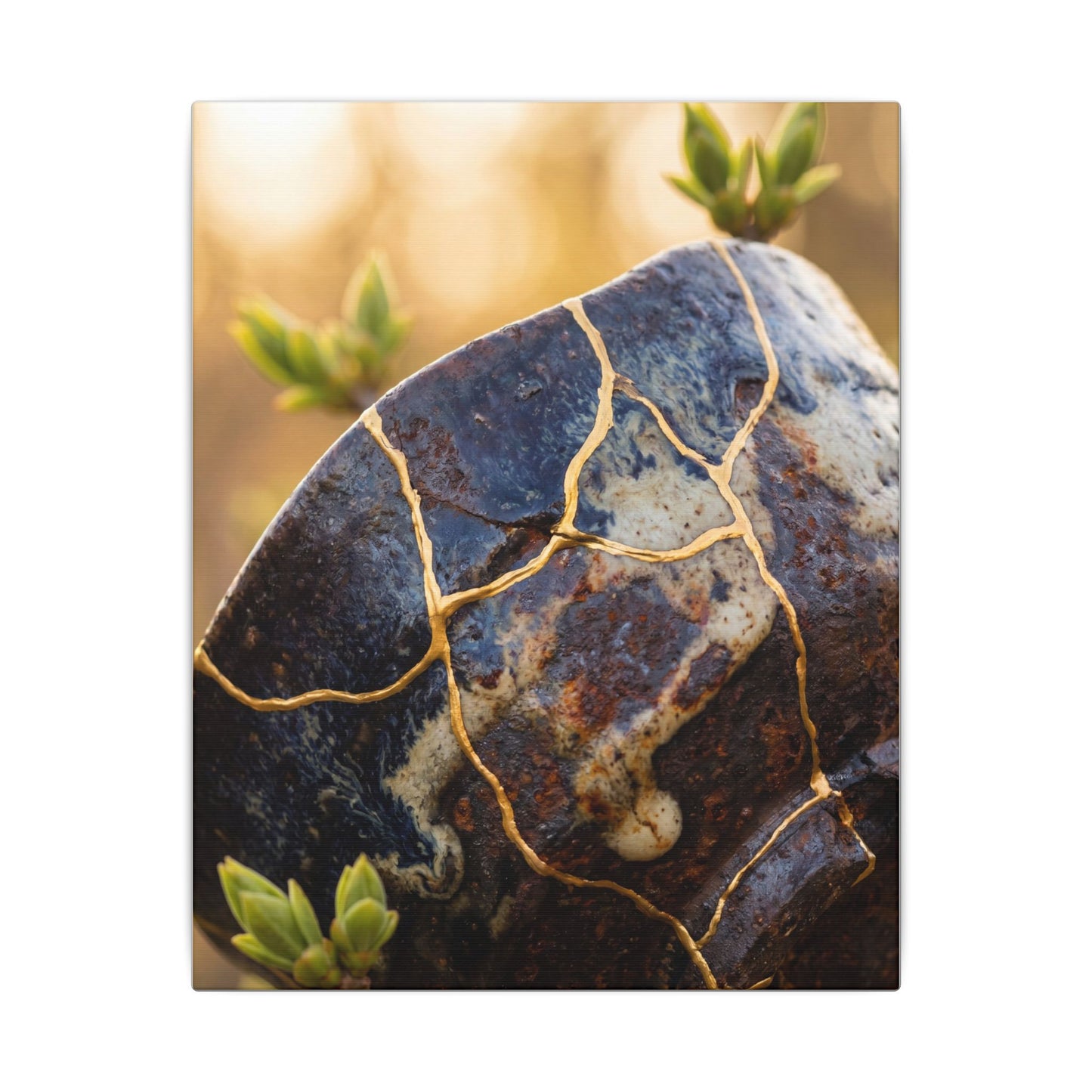 Fukinsei Rust Patina Canvas Art - Kintsugi Gold Repair