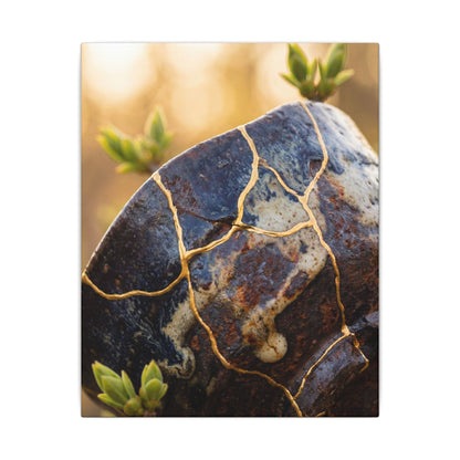 Fukinsei Rust Patina Canvas Art - Kintsugi Gold Repair