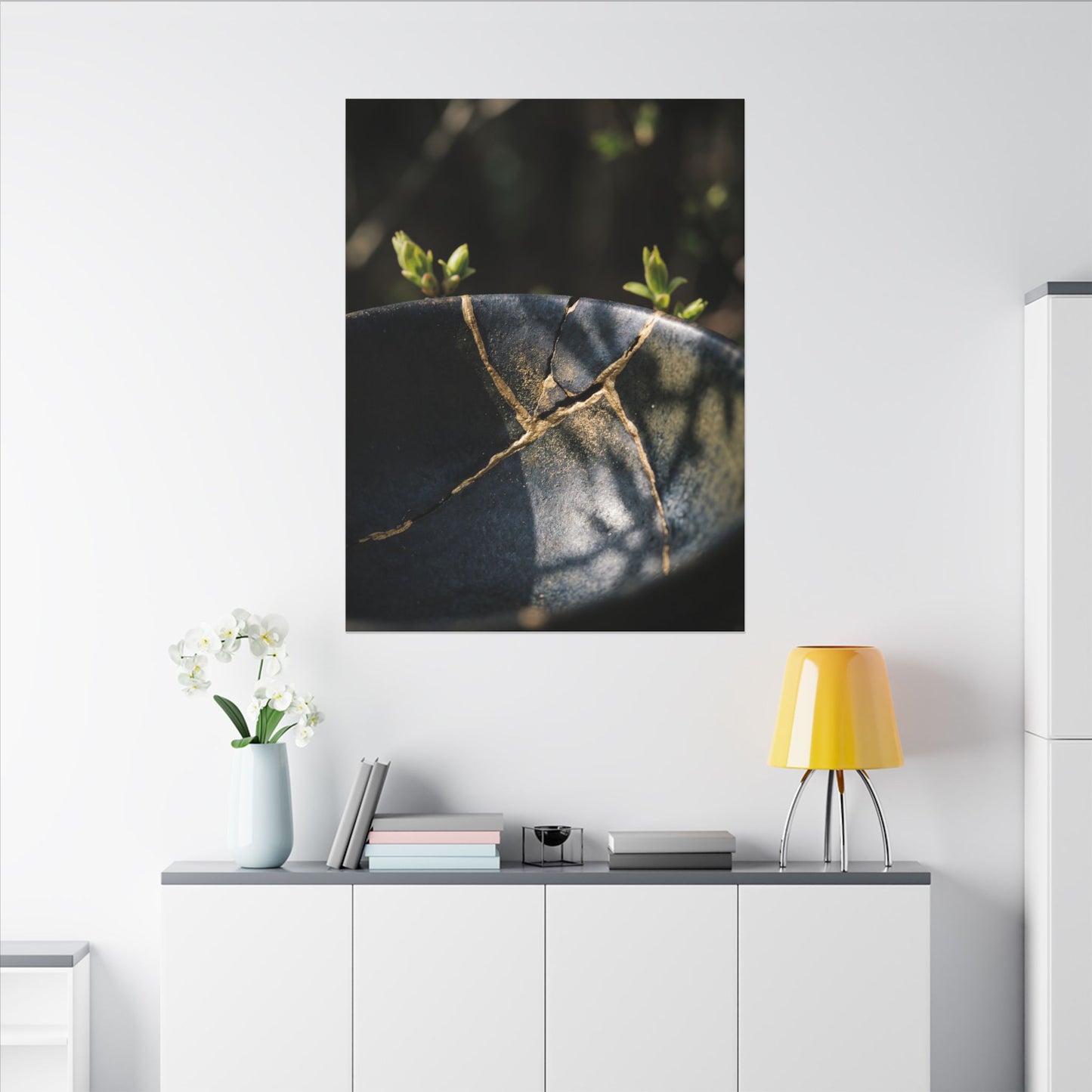 Seijaku Broken Pottery Canvas Art - Dark Japandi Shadow Zen