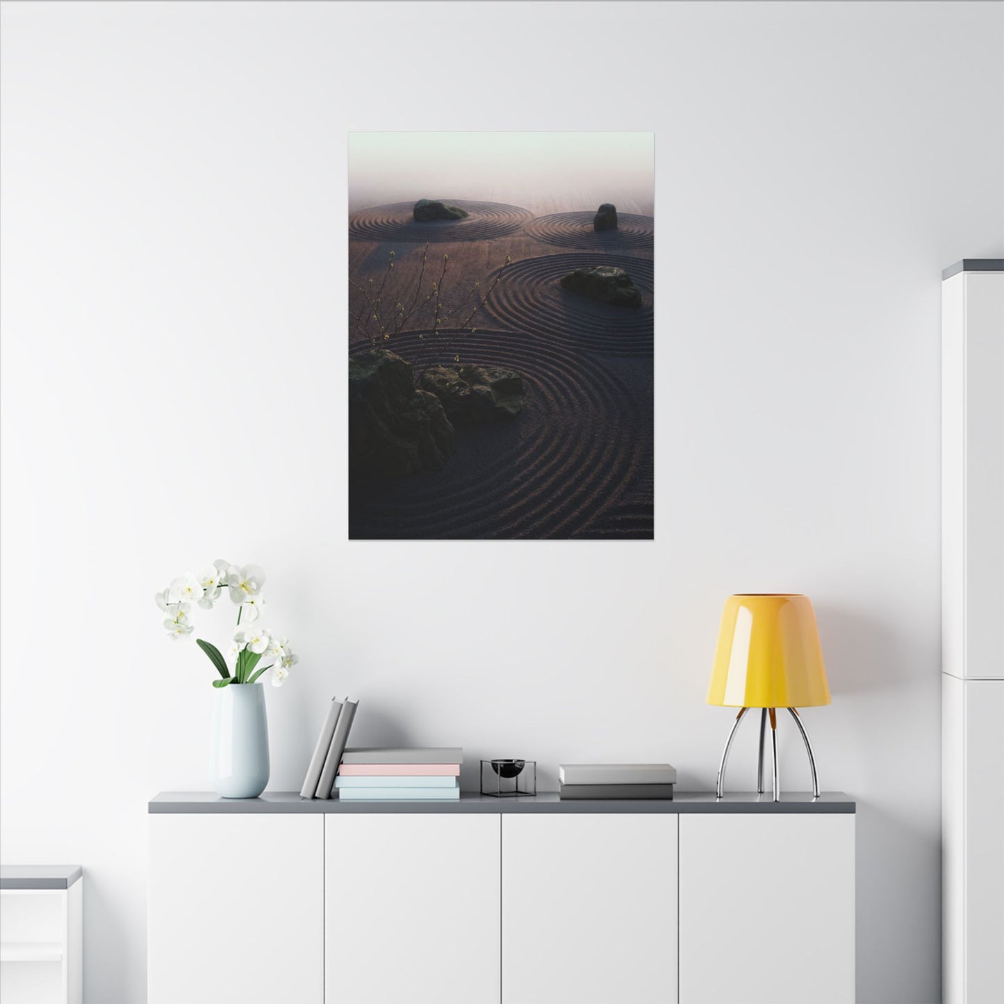 Spring Rock Garden Shadow Zen Canvas Art | Luxurious Decor