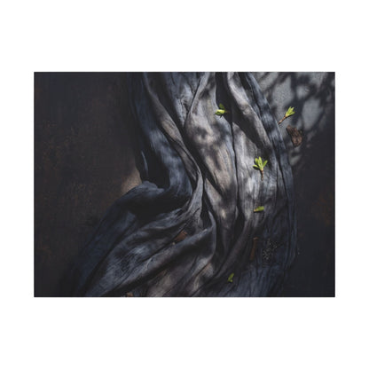 Seijaku Silk Drape Canvas Art - Dark Japandi Dark Texture
