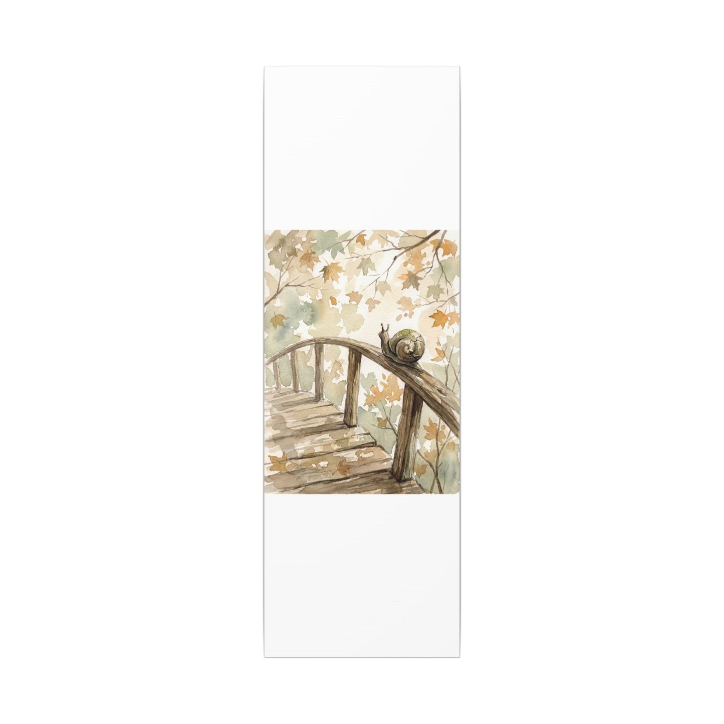 Wooden Bridge Canvas Art | Autumn Japandi Watercolor Art