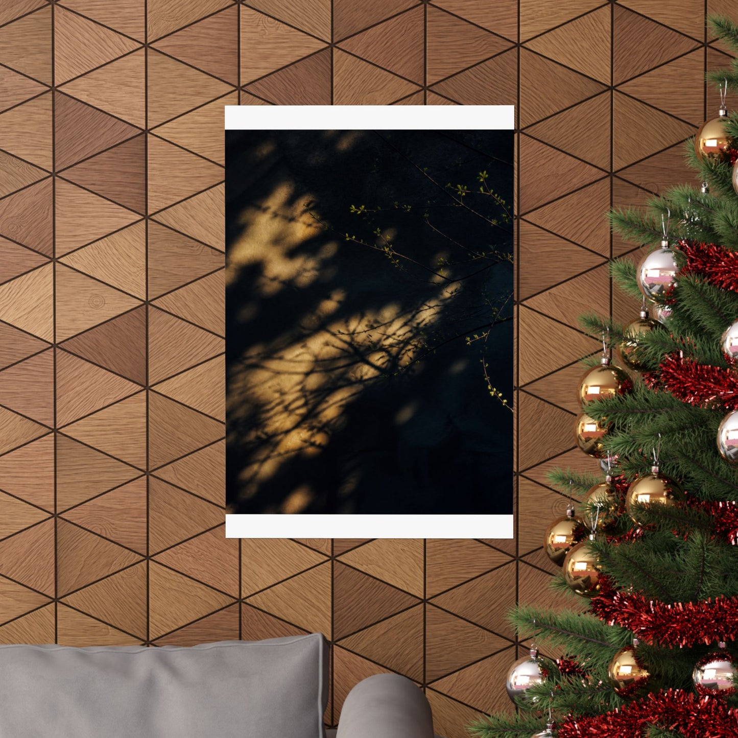 Shadow Play Spring Wall Art Print | Dark Japandi Bold Design