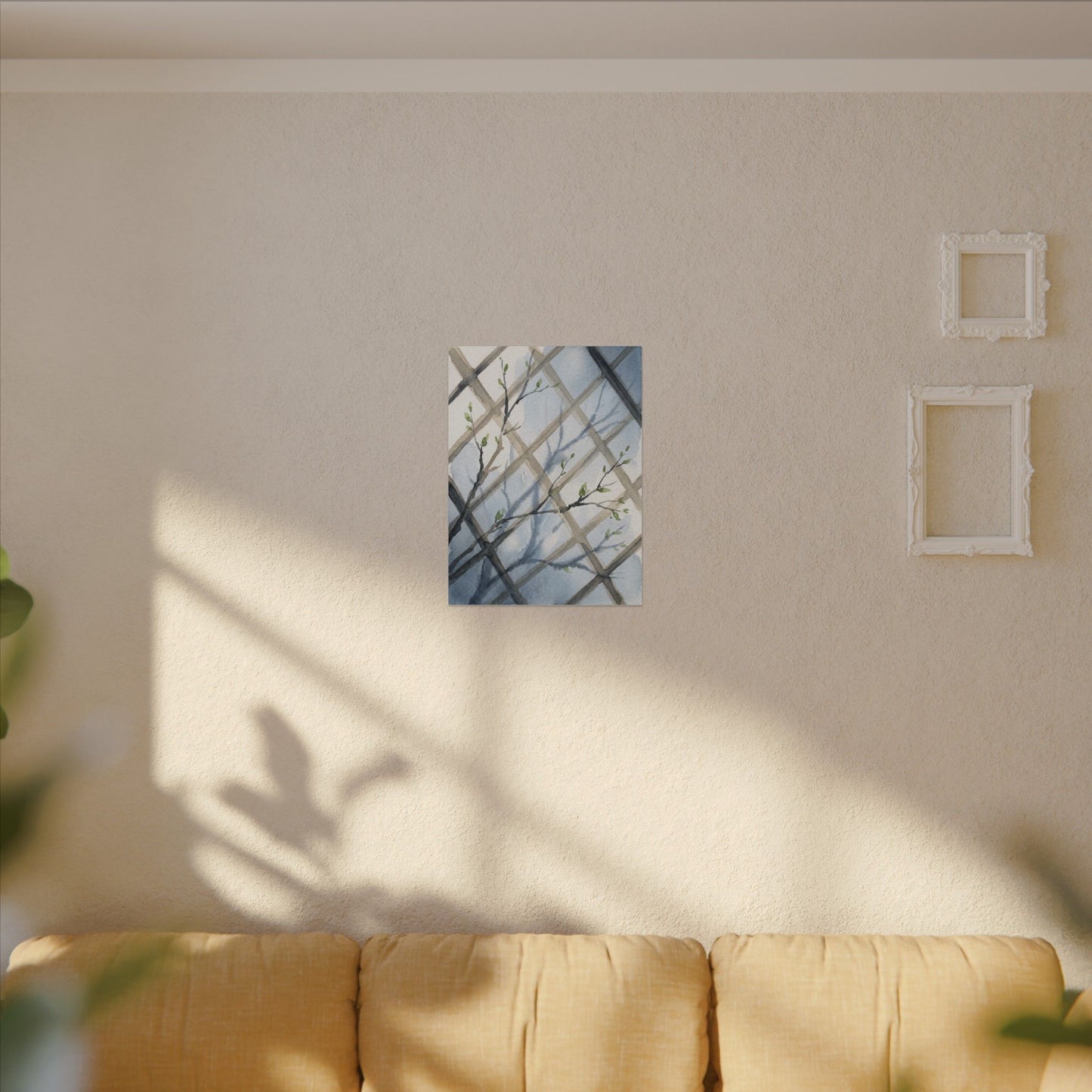 Shoji Screen Canvas Art | Spring Japandi Watercolor Art