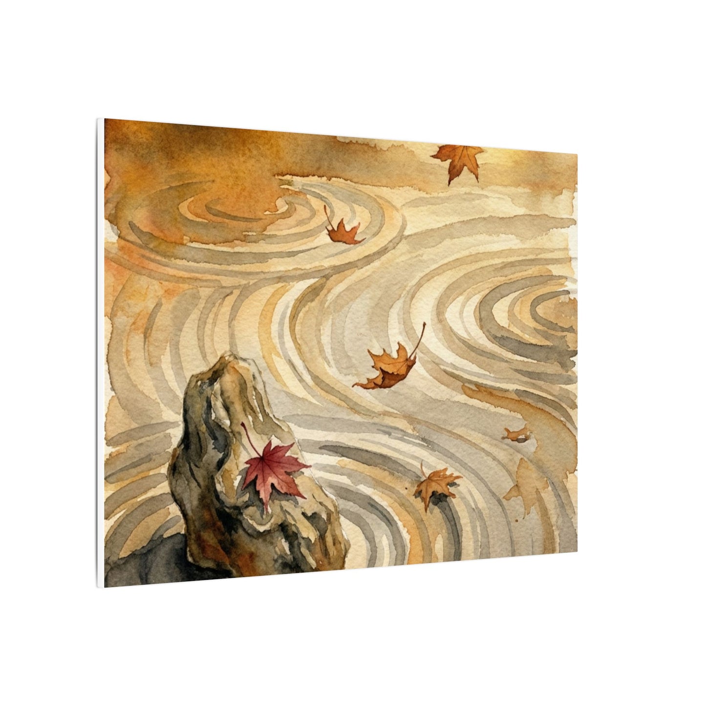 Autumn Rock Garden Watercolor Canvas Art | Neutral Decor