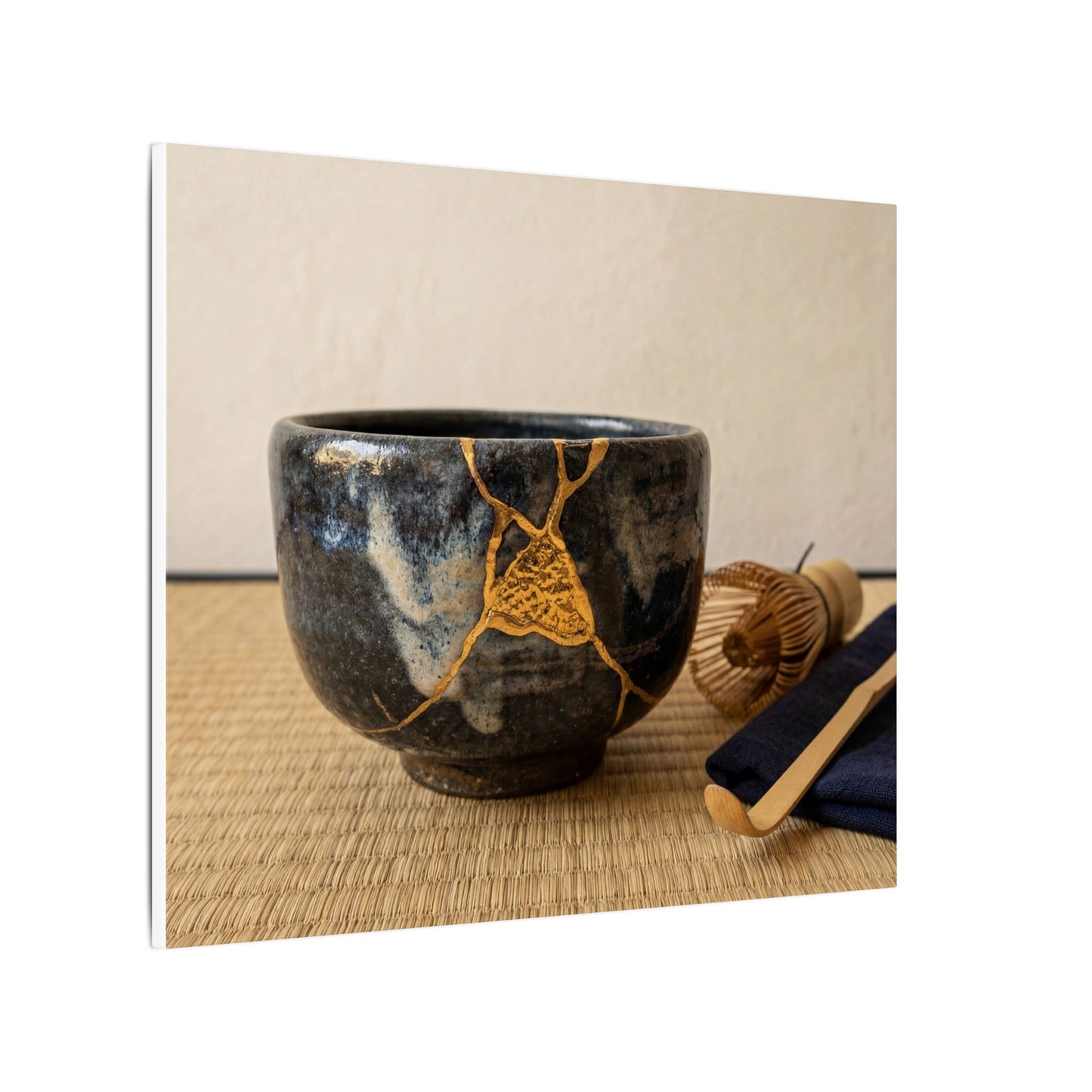 Kanso Tea Ceremony Canvas Art - Kintsugi Gold Vein