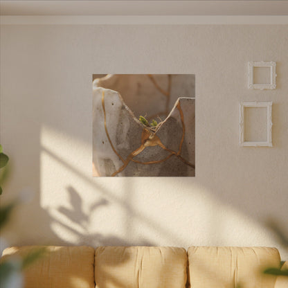 Golden Hour Broken Pottery Canvas Art - Japandi Kanso