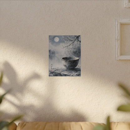 Seijaku Ceramic Bowl Canvas Art - Zen Sumi E