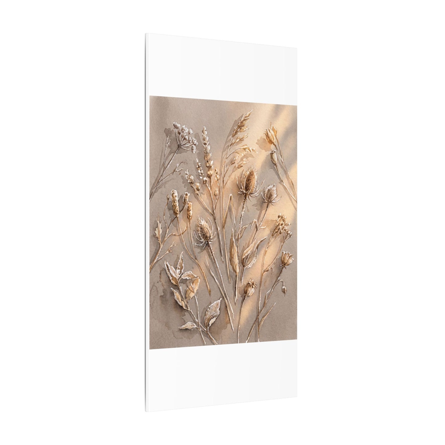 Japandi Dried Flowers in Golden Hour | Watercolor Canvas Art