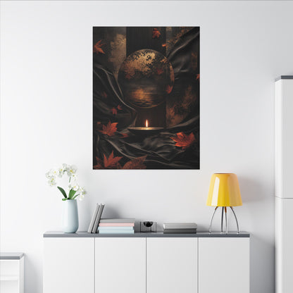 Silk Drape Autumn Canvas Art | Dark Japandi Moody Design