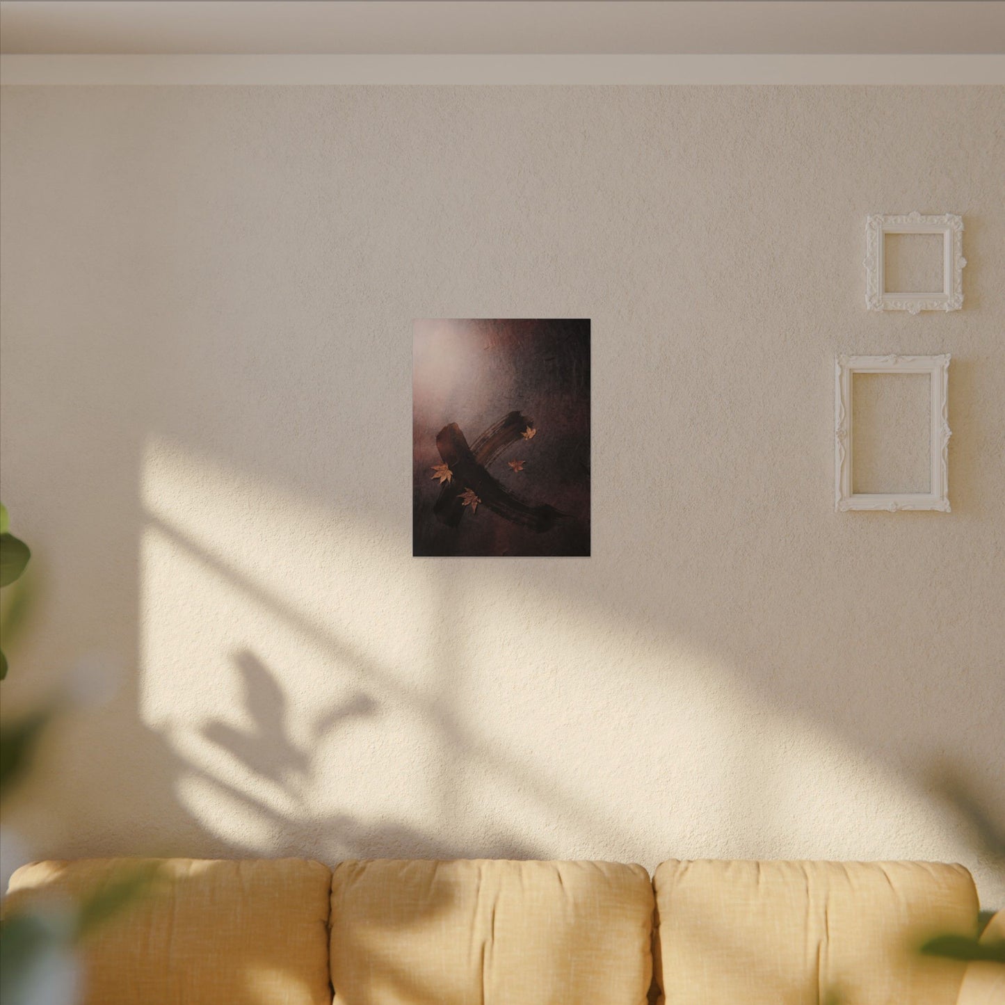 Moody Ink Brushstroke Canvas Art - Moody Minimal Dark Japandi