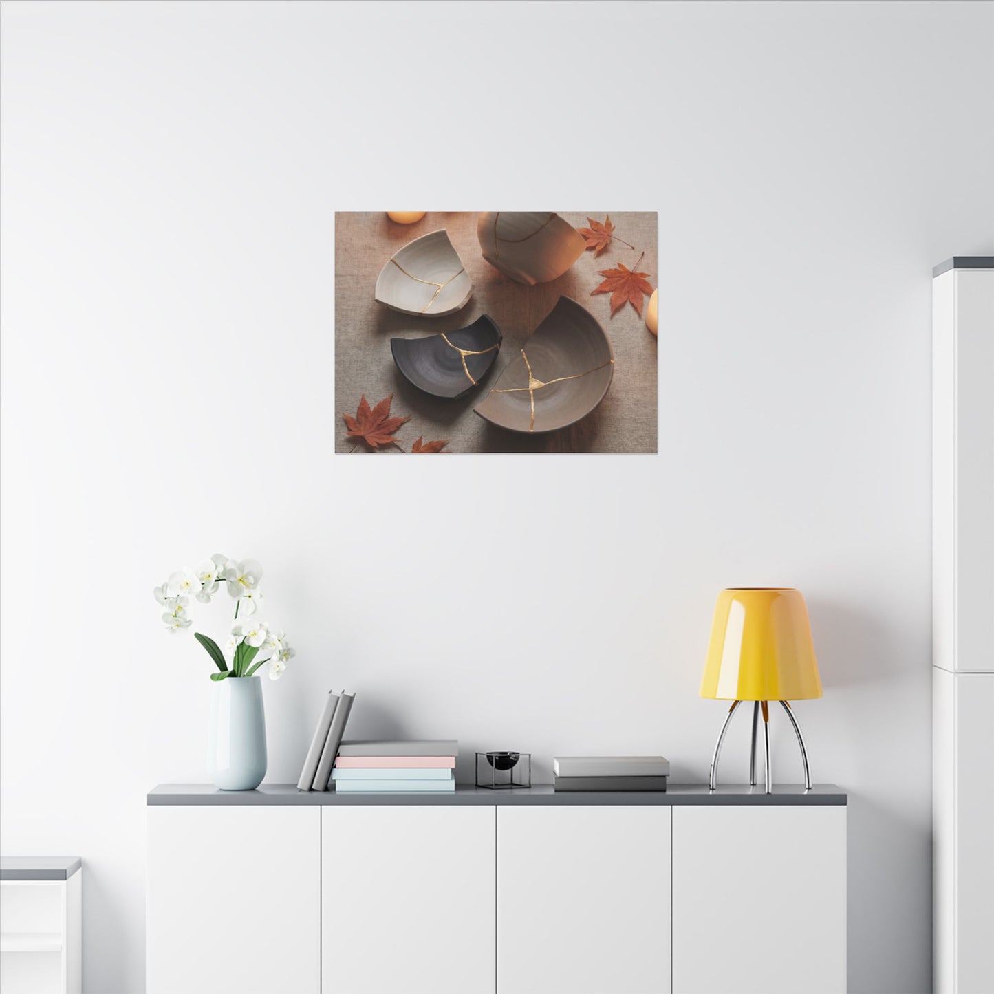 Candlelight Broken Pottery Canvas Art - Japandi Ma