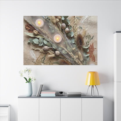 Candlelight Dried Flowers Canvas Art - Japandi Kanso