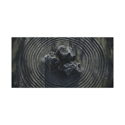 Moody Rock Garden Canvas Art - Dark Texture Dark Japandi