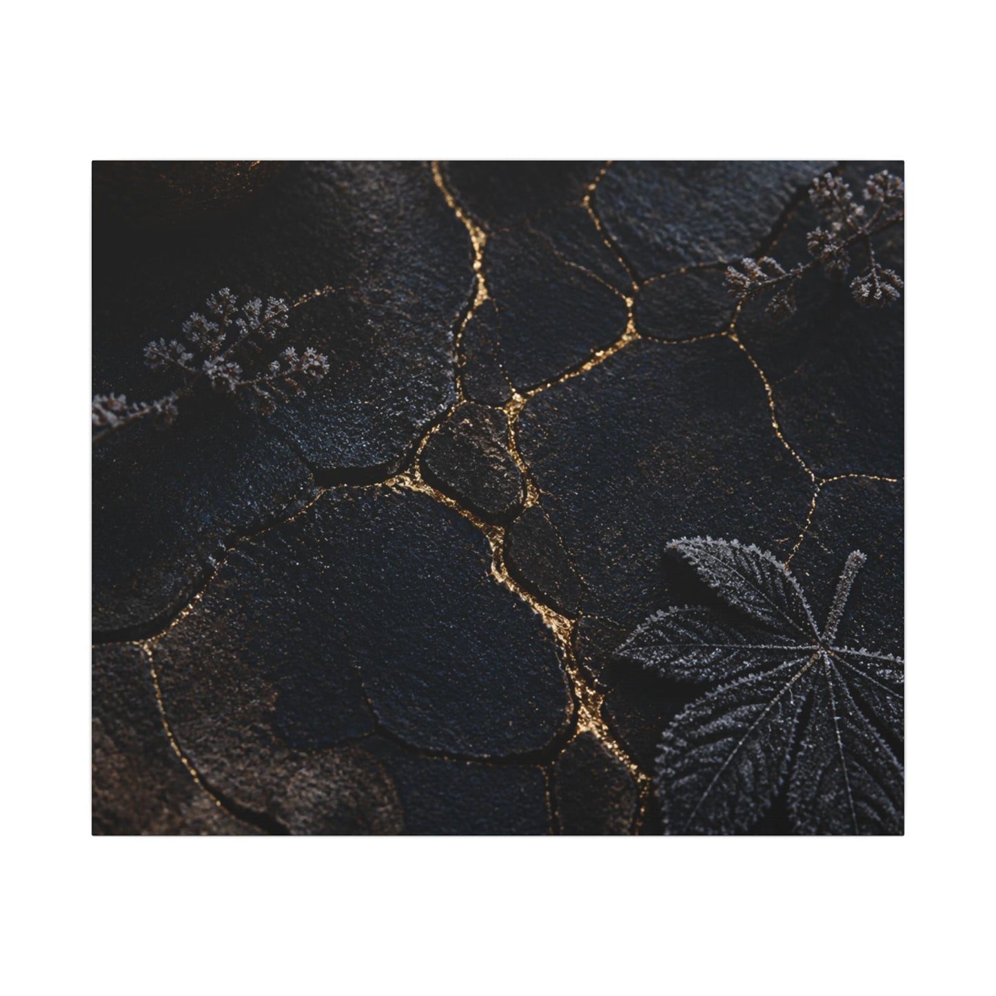 Candlelight Cracked Earth Canvas Art - Dark Japandi Ma