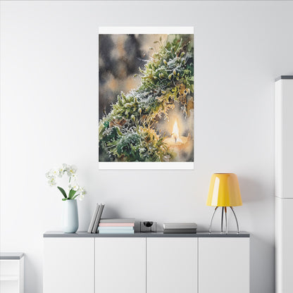 Winter Moss Close Up Watercolor Canvas Art | Neutral Decor