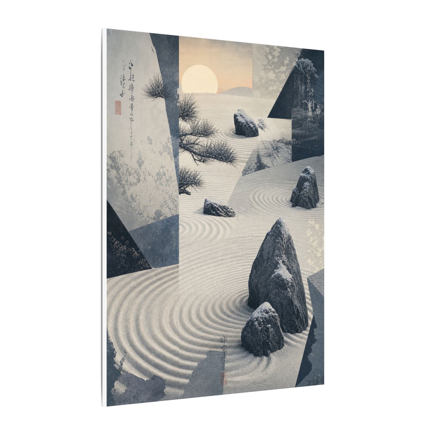 Seijaku Rock Garden Canvas Art - Zen Ukiyo E Inspired