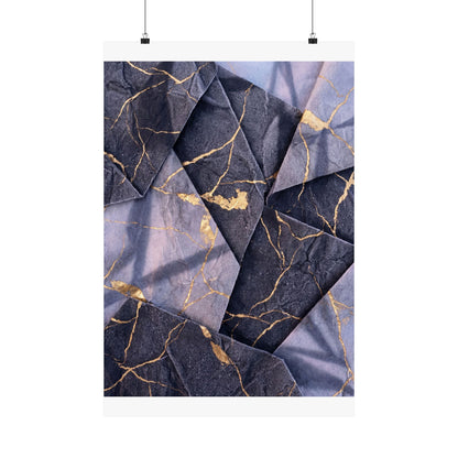 Artful Paper Fold Wall Art Print - Gold Vein Kintsugi Art Print