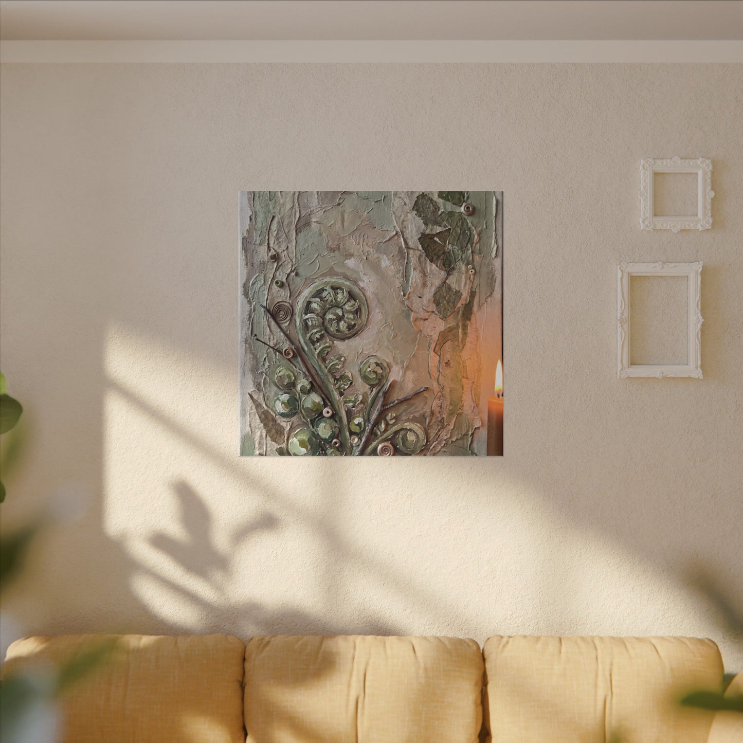 Datsuzoku Fern Unfurling Canvas Art - Japandi Texture
