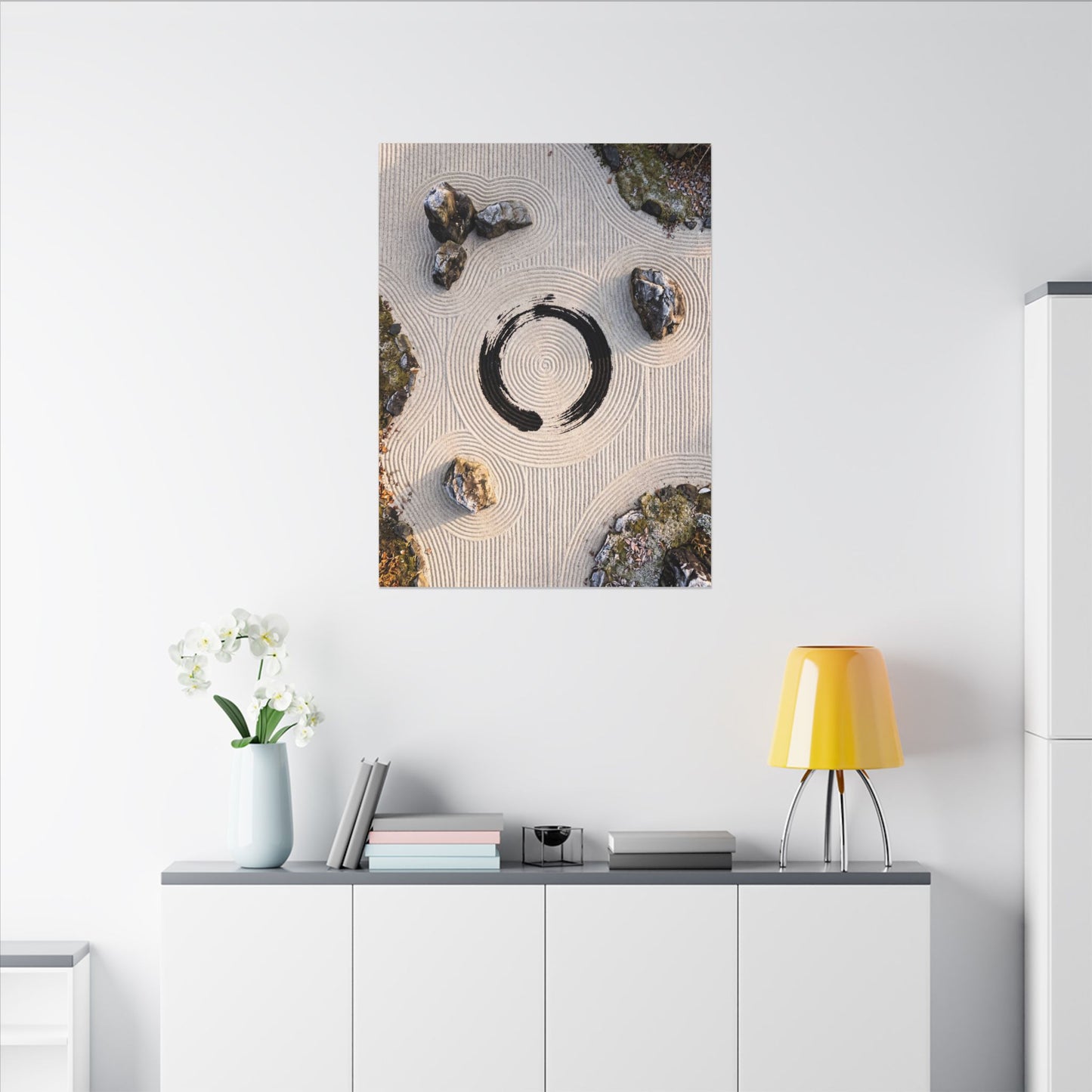 Rock Garden Canvas Art | Winter Zen Enso Art