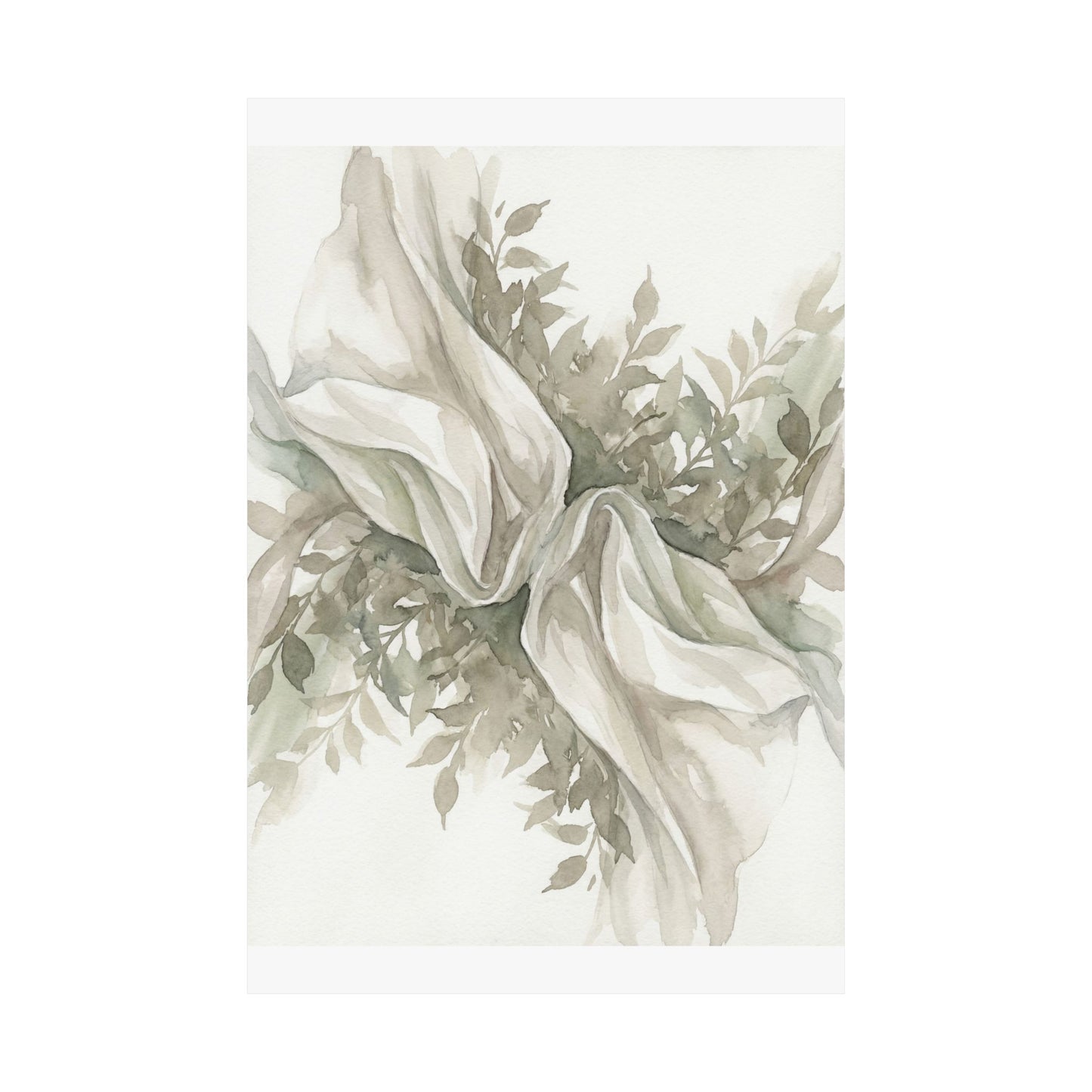 Silk Drape Watercolor Wall Art Print | Elegant Japandi Art