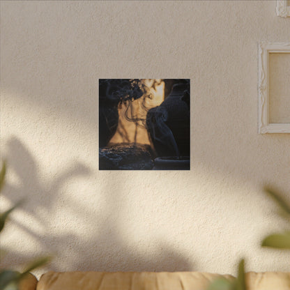 Incense Smoke Canvas Art | Winter Dark Japandi Shadow Zen Art