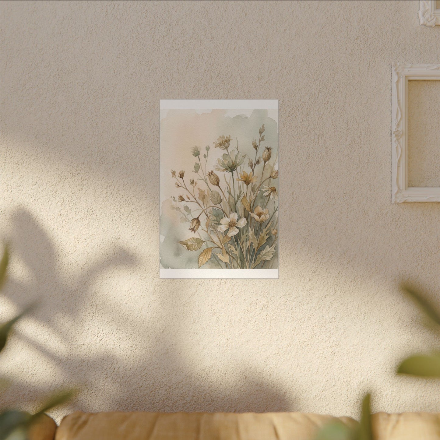 Summer Dried Flowers Watercolor Canvas Art | Elegant Decor