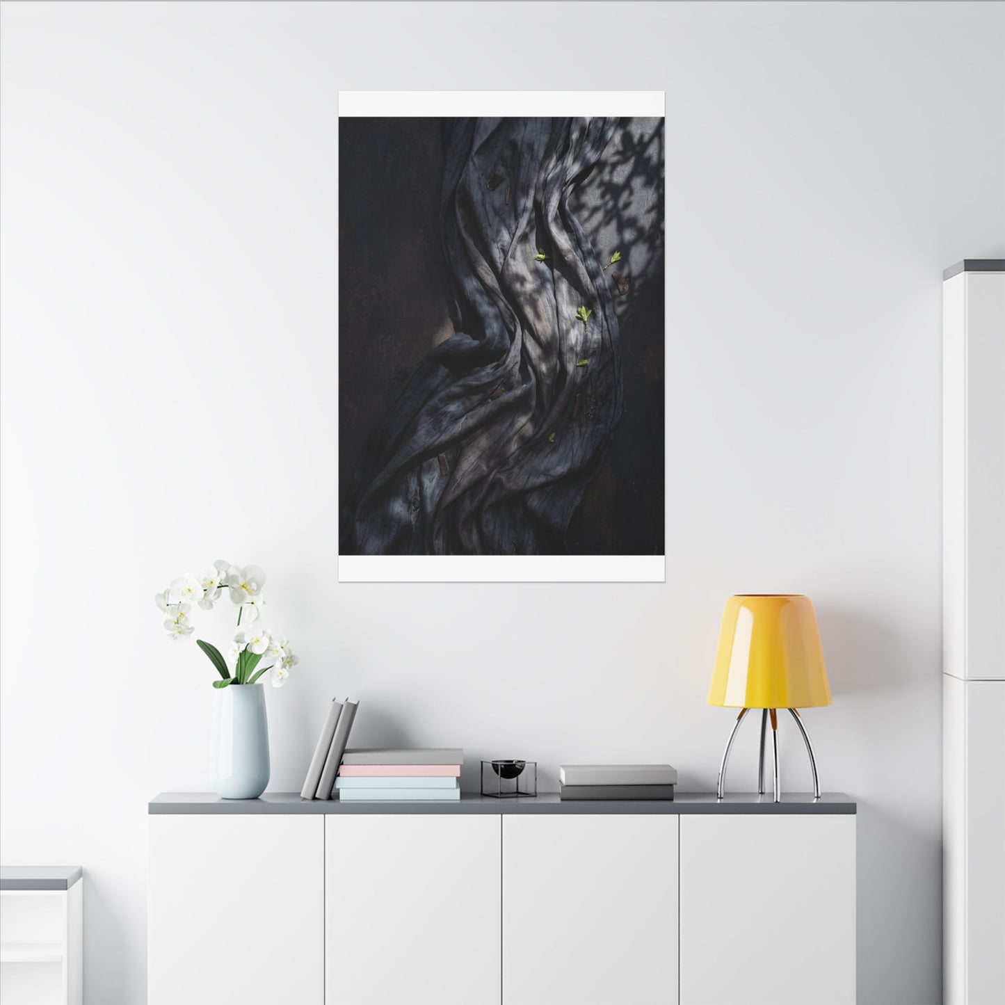 Seijaku Silk Drape Canvas Art - Dark Japandi Dark Texture