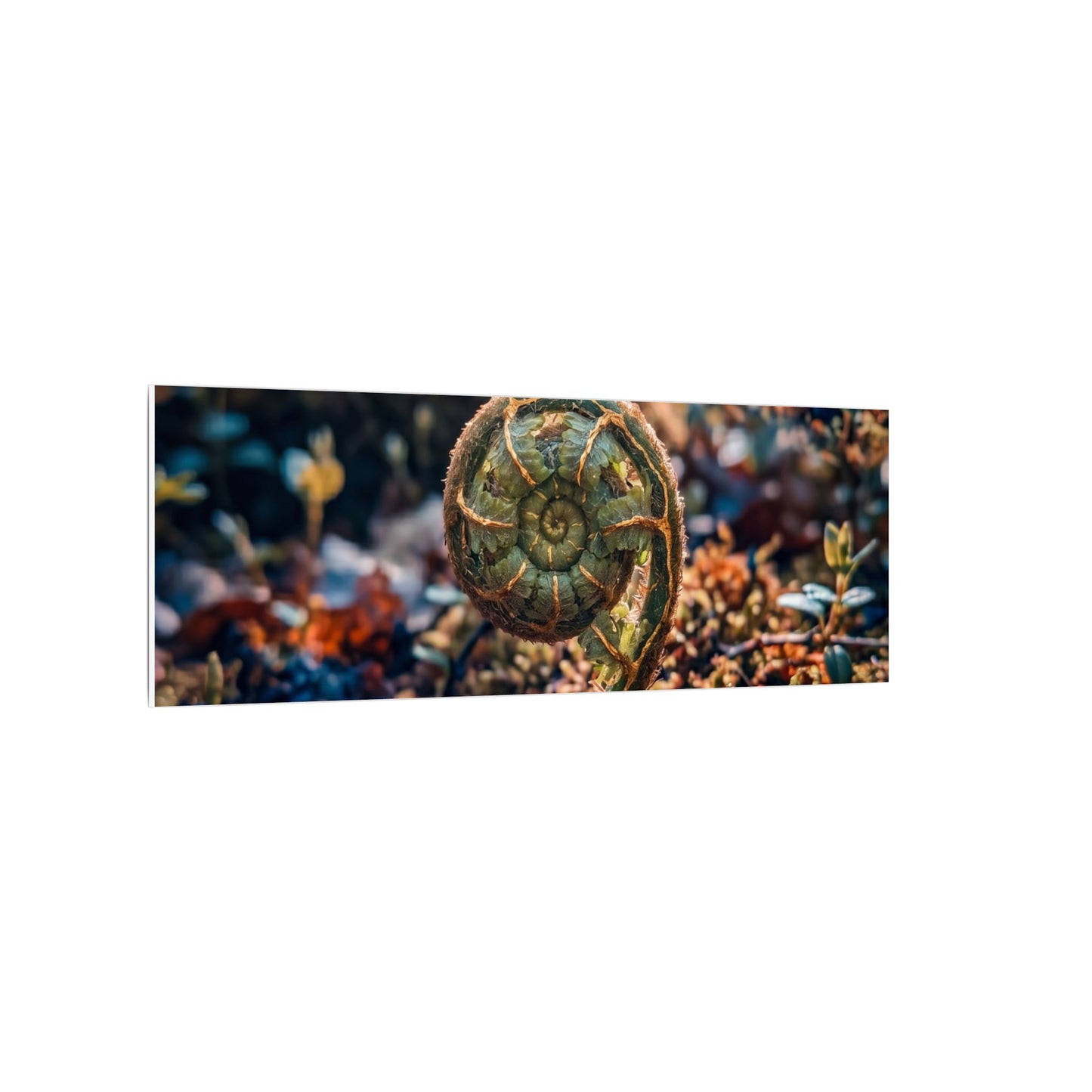 Kintsugi Fern Unfurling in Dappled | Gold Vein Canvas Art