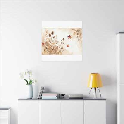 Dried Flowers Canvas Art | Autumn Japandi Watercolor Art