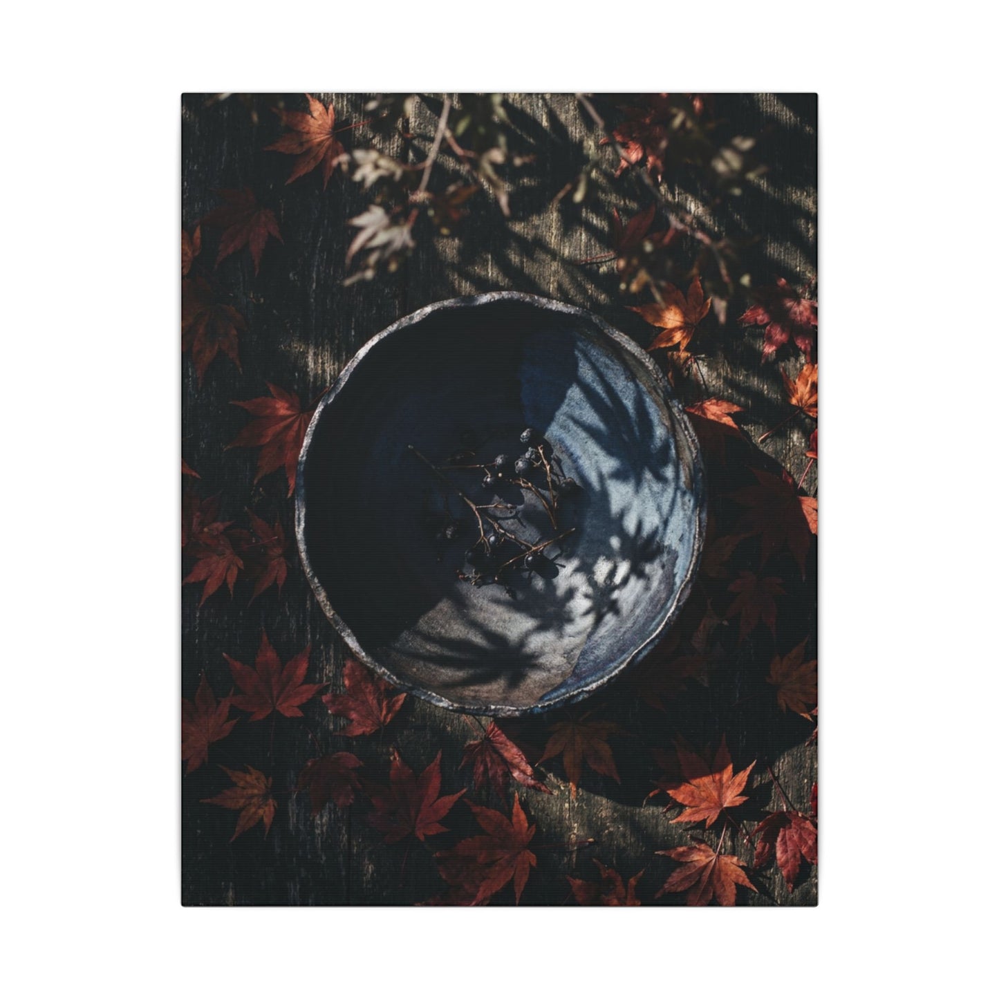 Autumn Ceramic Bowl Shadow Zen Canvas Art | Bold Decor