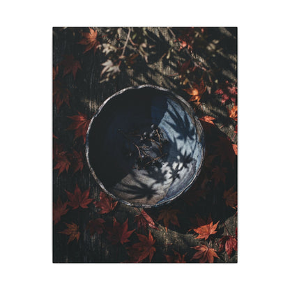 Autumn Ceramic Bowl Shadow Zen Canvas Art | Bold Decor
