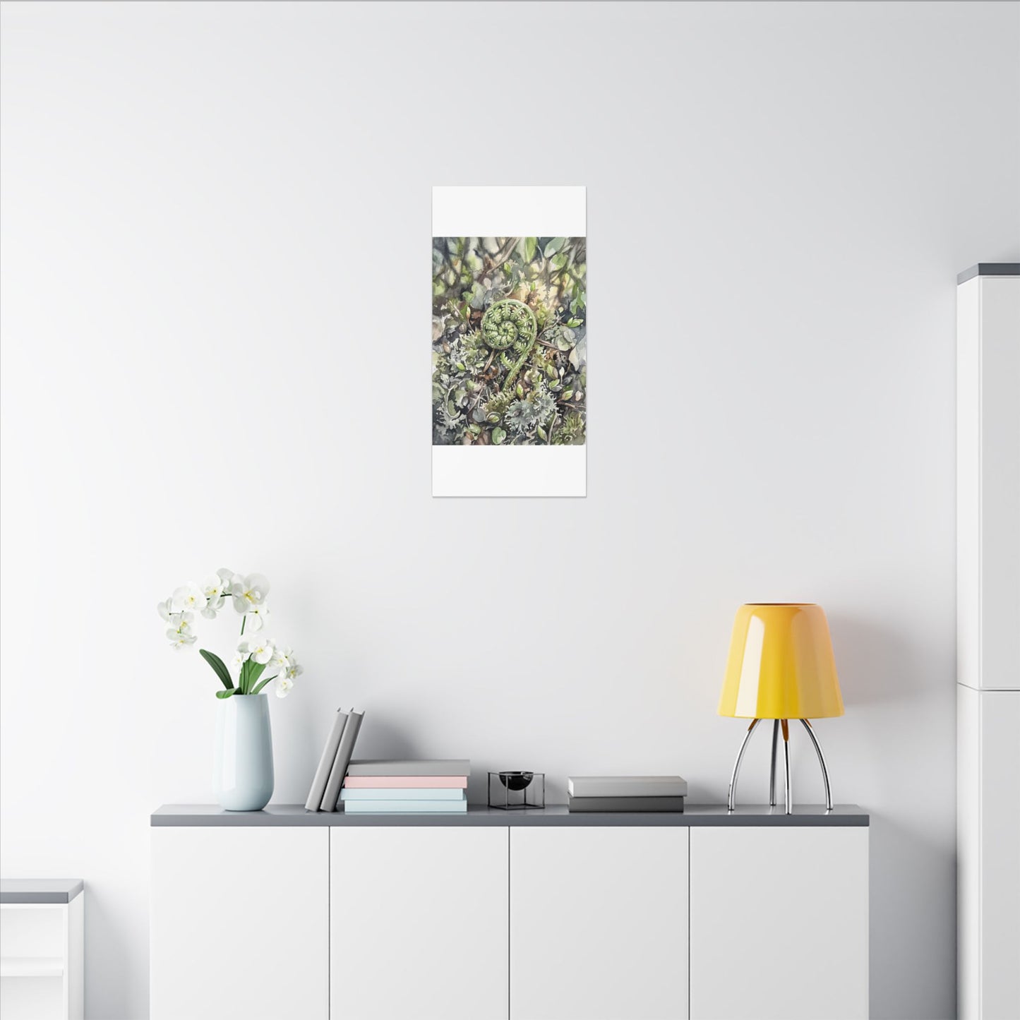 Fern Unfurling Spring Canvas Art | Japandi Neutral Design