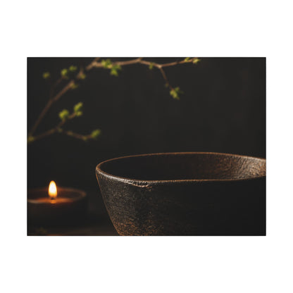 Moody Ceramic Bowl Canvas Art - Shadow Zen Dark Japandi