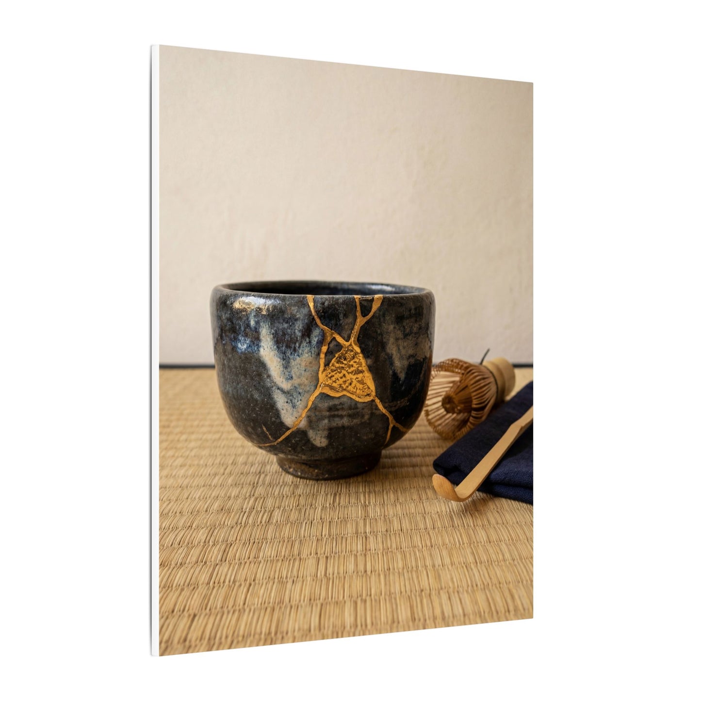 Kanso Tea Ceremony Canvas Art - Kintsugi Gold Vein Art Print