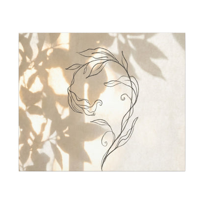 Warm Shoji Screen Canvas Art - Minimal Line Japandi