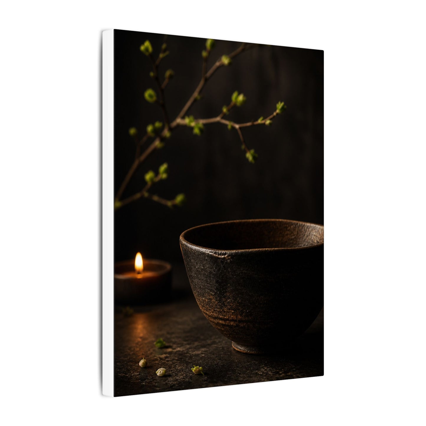 Moody Ceramic Bowl Canvas Art - Shadow Zen Dark Japandi