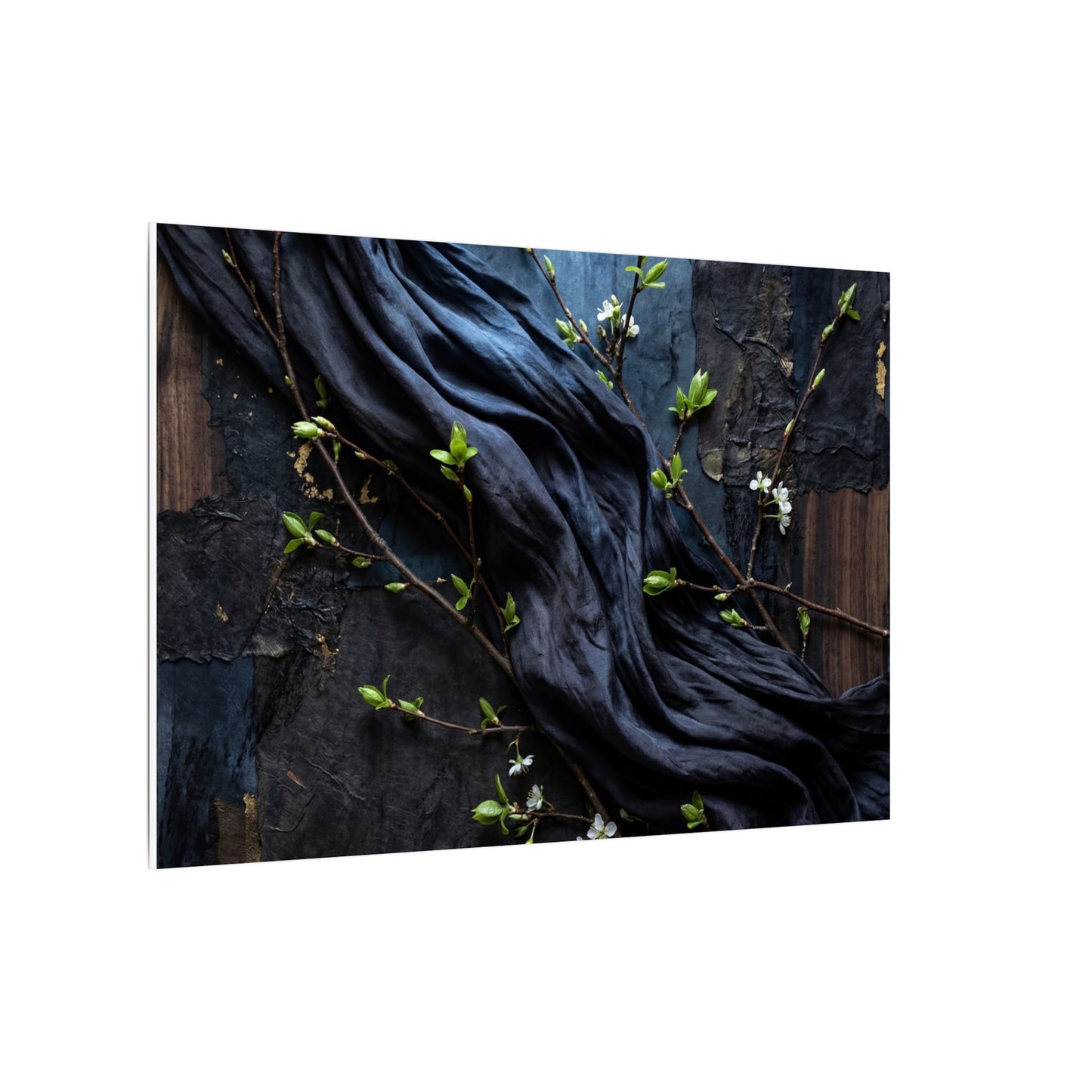 Spring Silk Drape Dark Texture Canvas Art | Atmospheric Decor