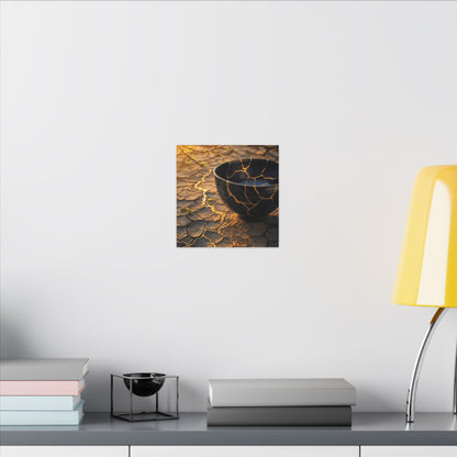 Golden Hour Cracked Earth Canvas Art - Kintsugi Fukinsei