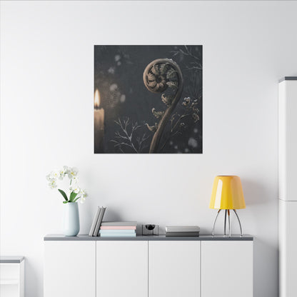 Candlelight Fern Unfurling Canvas Art - Japandi Ma