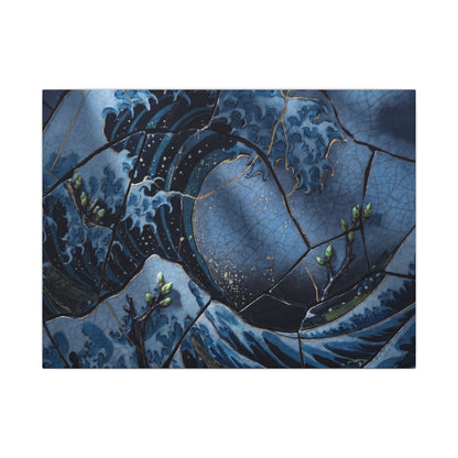 Ocean Wave Spring Canvas Art | Kintsugi Artful Design