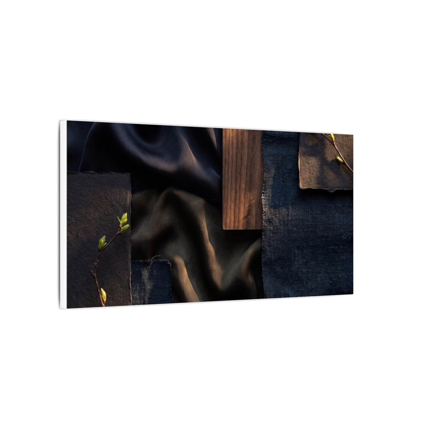 Silk Drape Spring Canvas Art | Dark Japandi Moody Design