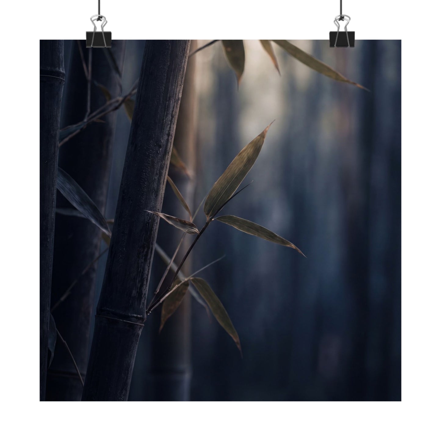 Dark Japandi Bamboo Grove in Dawn | Moody Minimal Wall Art Print Art Print