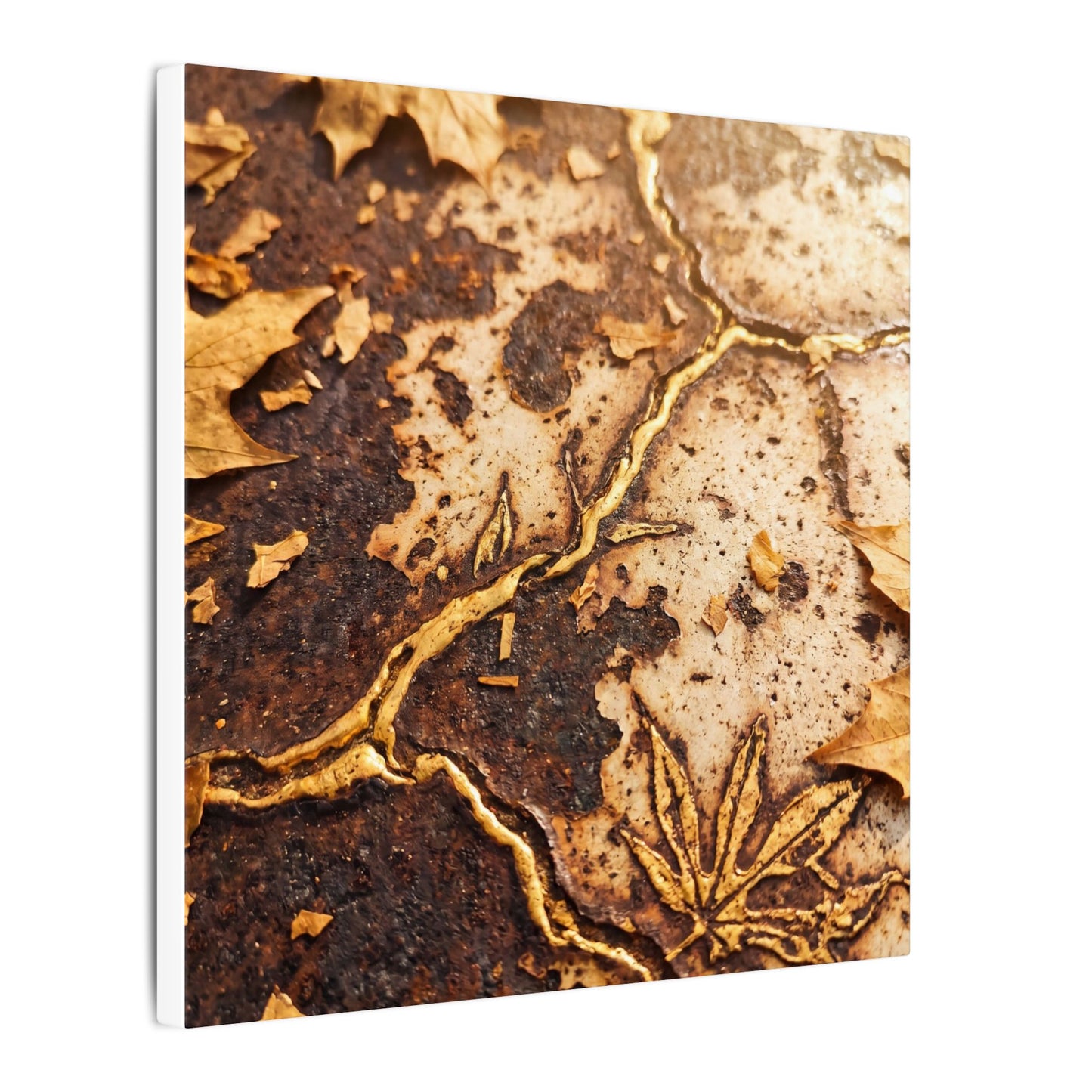 Kintsugi Rust Patina in Golden Hour | Gold Vein Canvas Art