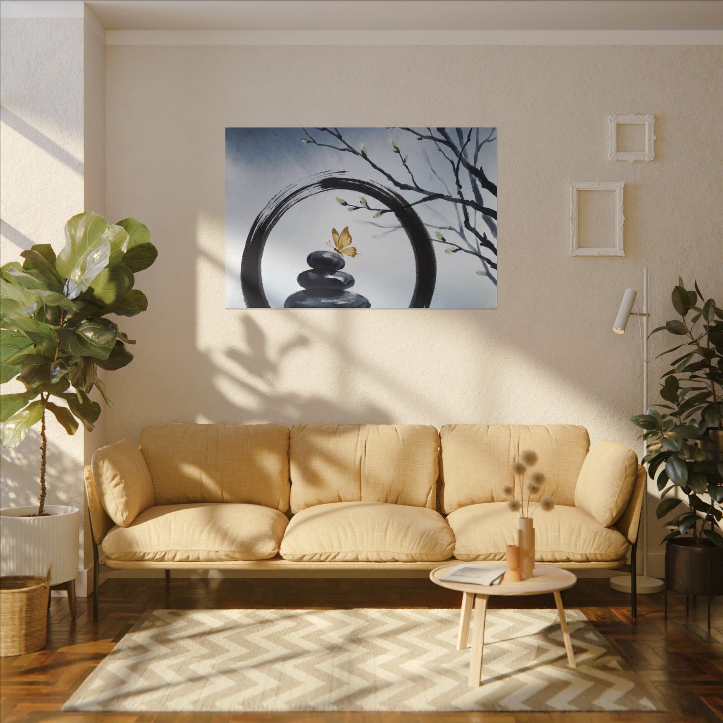 River Stones Spring Canvas Art | Zen Peaceful Design