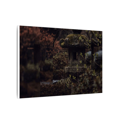 Stone Lantern Spring Canvas Art | Dark Japandi Bold Design