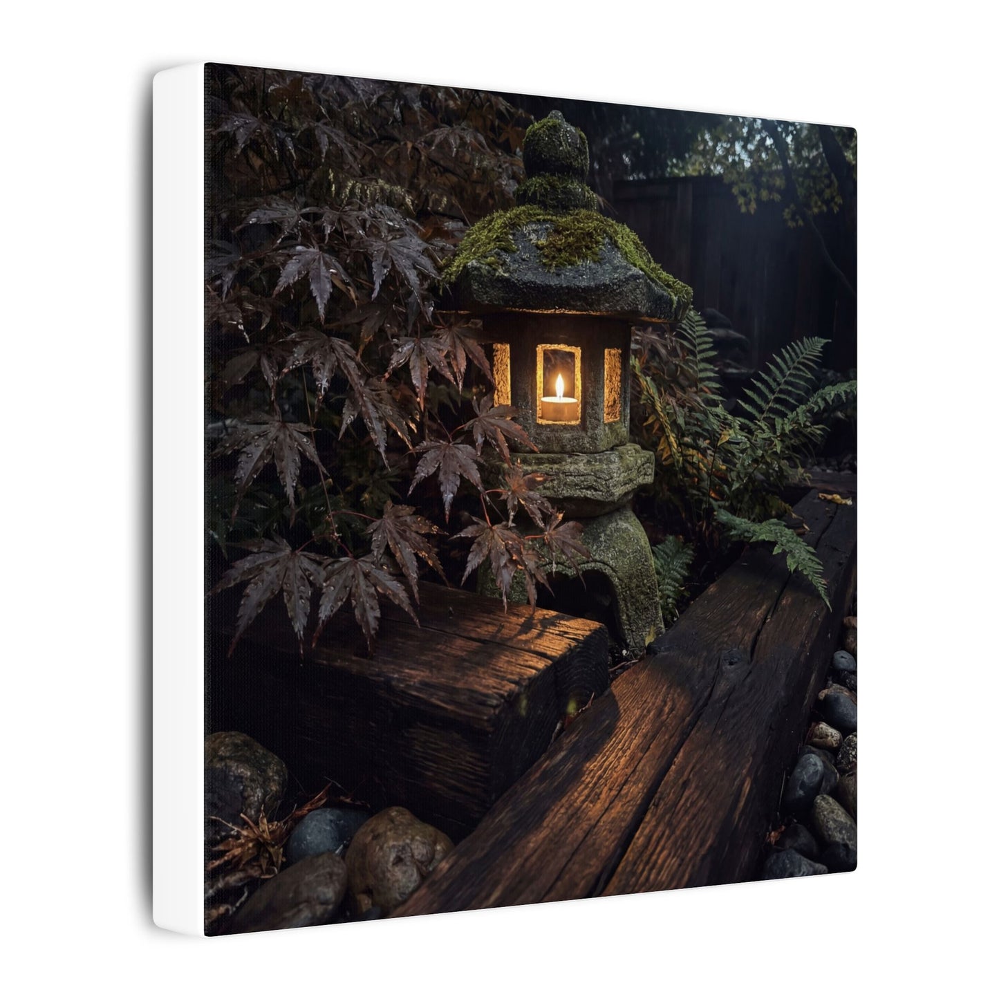 Moody Moonlit Garden Canvas Art - Shadow Zen Dark Japandi