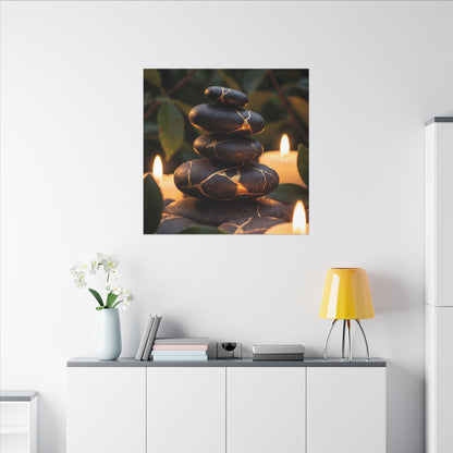 Summer River Stones Gold Vein Canvas Art | Philosophical Decor