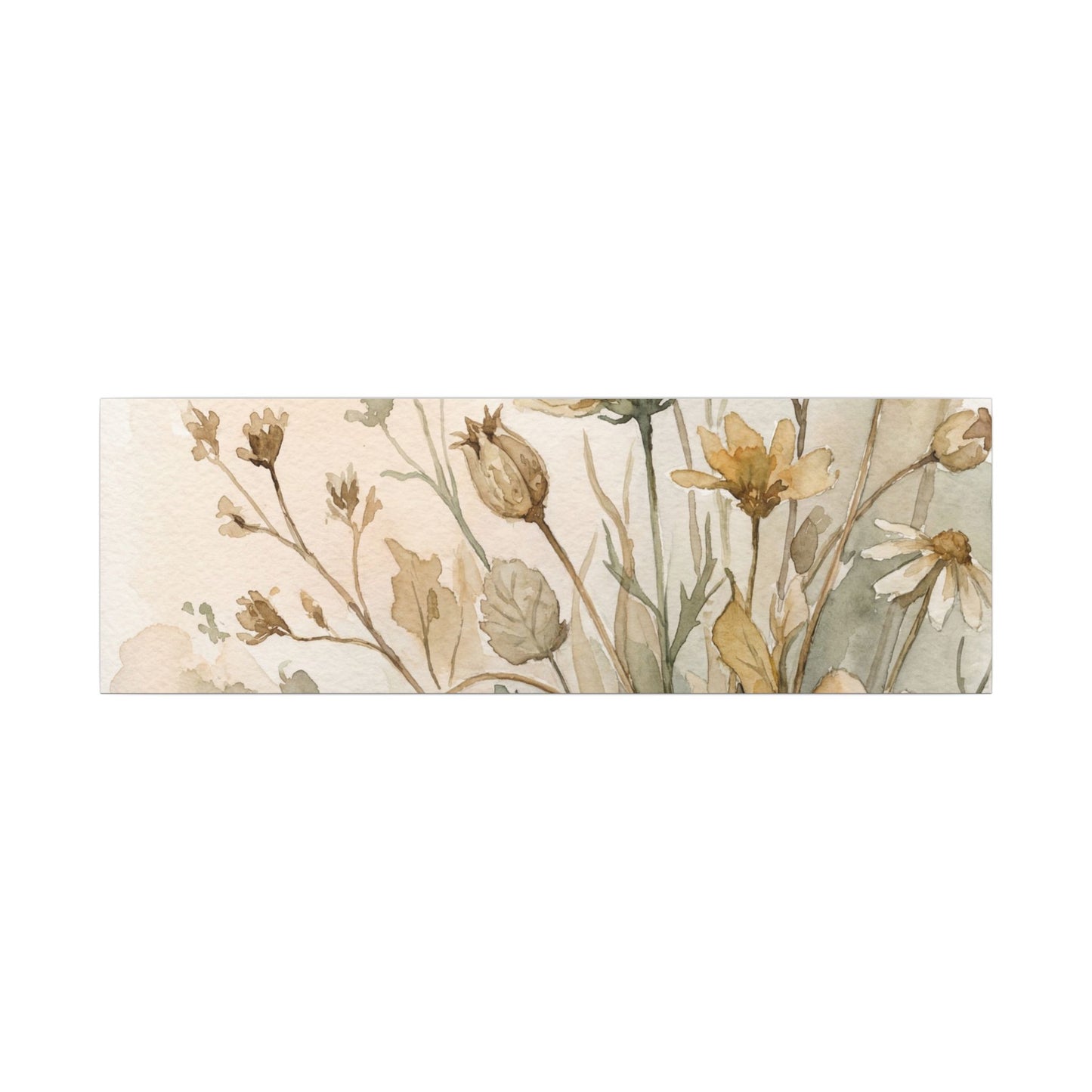 Summer Dried Flowers Watercolor Canvas Art | Elegant Decor