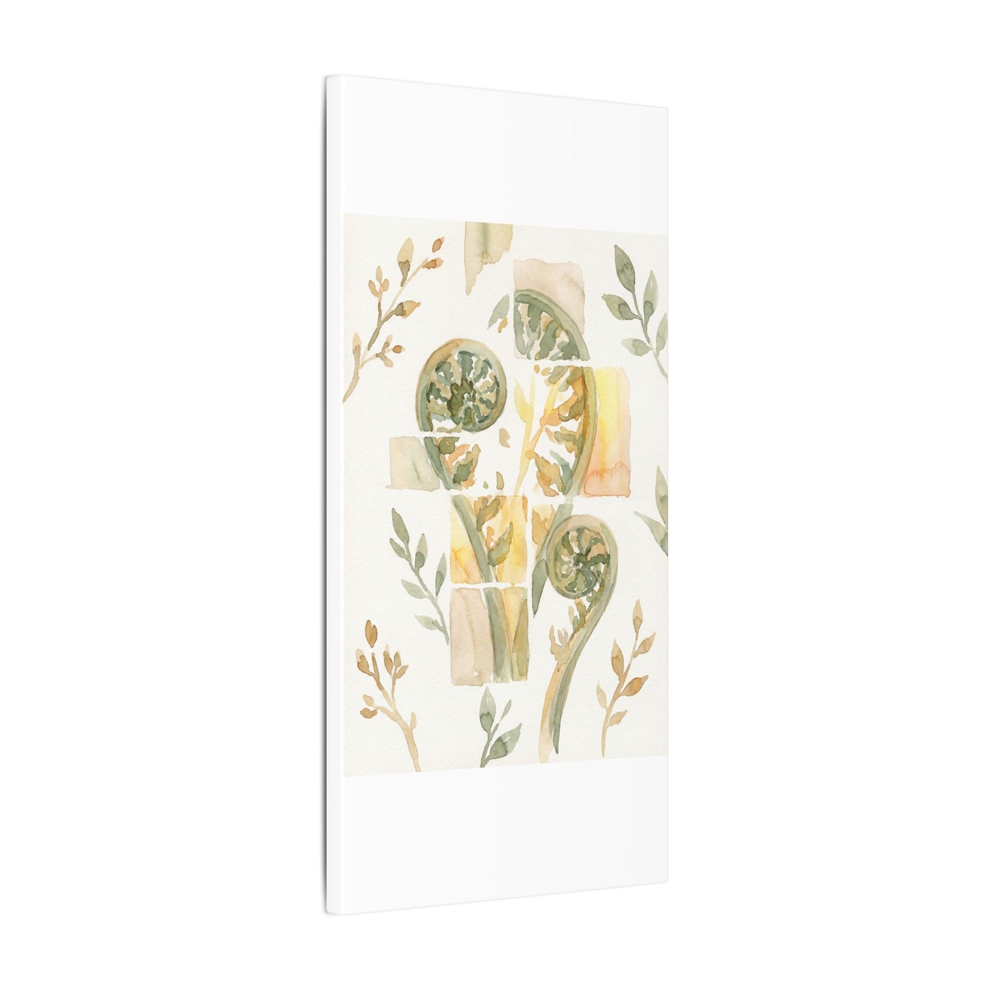 Earthy Fern Unfurling Canvas Art - Watercolor Japandi